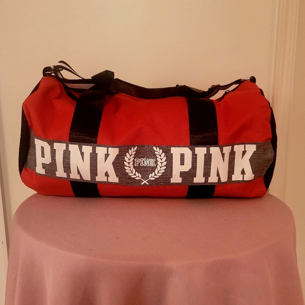 Pink Duffle Bag- 4 Tone- Red/White/Black/Grey